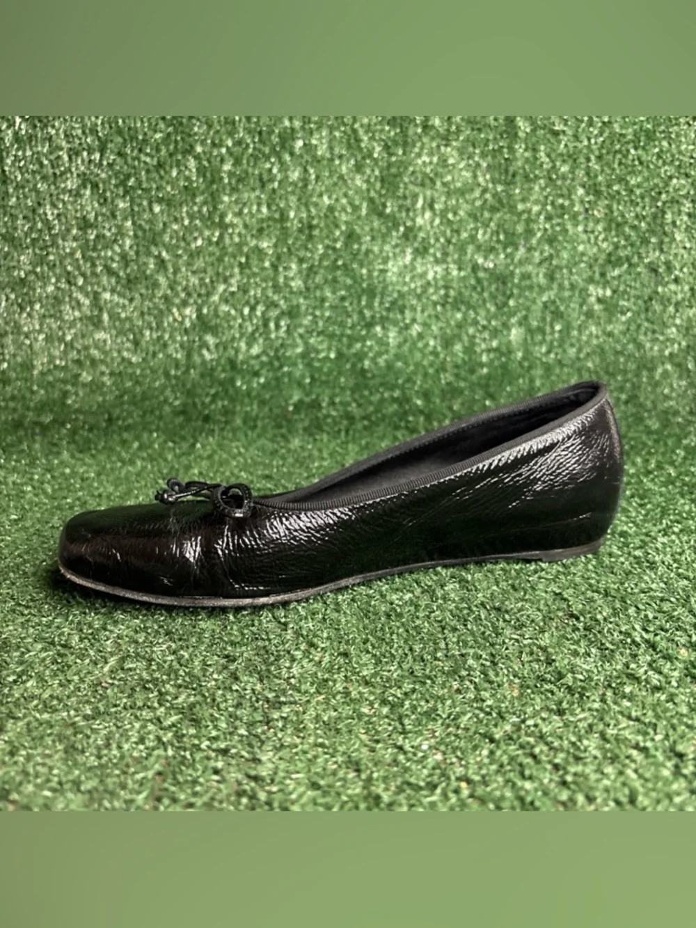 M Gemi The Danza Ballet Flats Black Patent Leather Square Toe Bow Women's Size 6